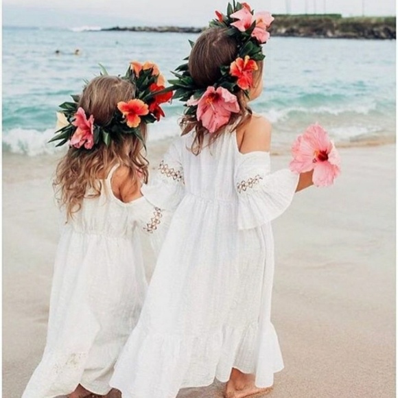 🆕️ 🌸Girls' Cold Shoulder Boho Dress - Picture 2 of 8